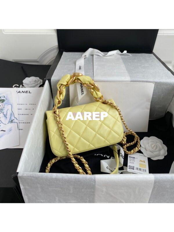 Replica Chanel Shiny Lambskin Leather Entwined Chain Bag AS2387 Yellow 11