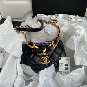 Replica Chanel Shiny Lambskin Leather Entwined Chain Bag AS2387 Black 2