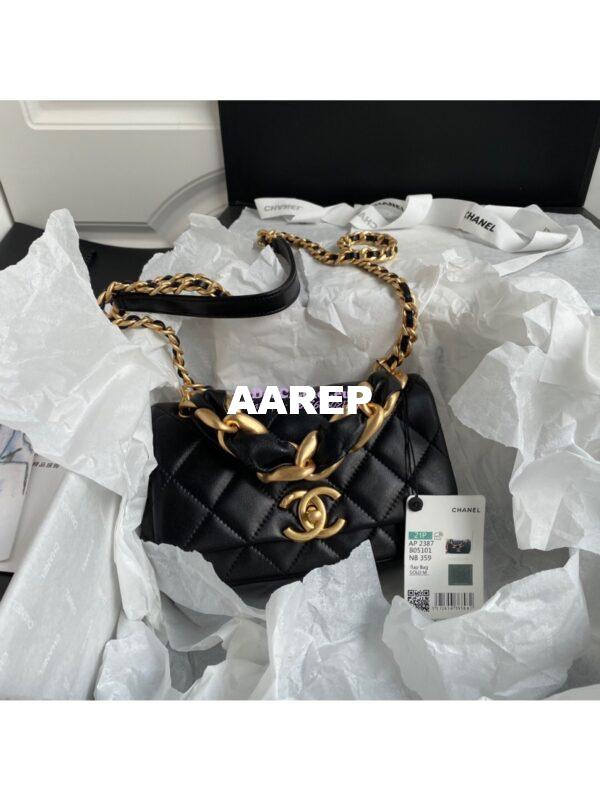 Replica Chanel Shiny Lambskin Leather Entwined Chain Bag AS2387 Black 4