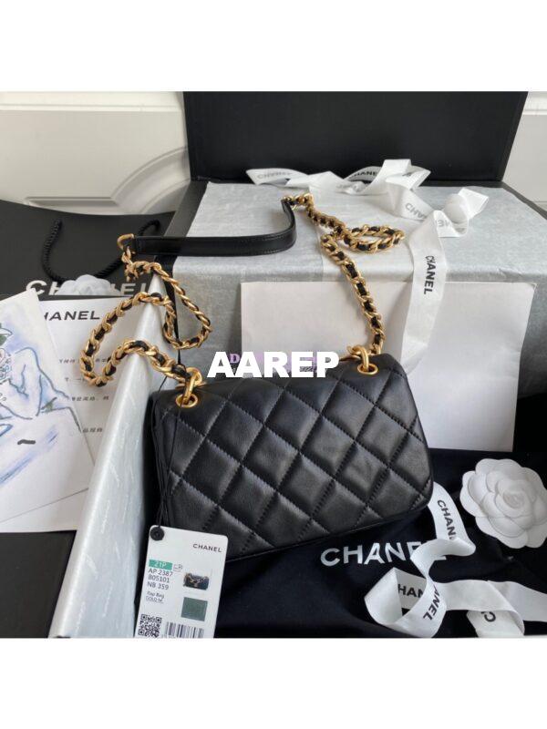 Replica Chanel Shiny Lambskin Leather Entwined Chain Bag AS2387 Black 12