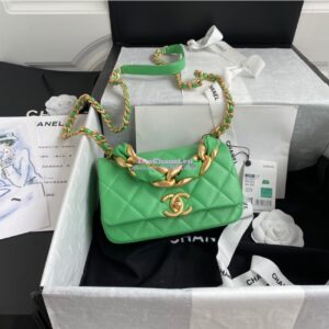Replica Chanel Shiny Lambskin Leather Entwined Chain Bag AS2387 Green
