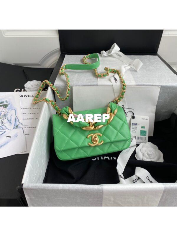 Replica Chanel Shiny Lambskin Leather Entwined Chain Bag AS2387 Green