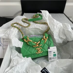 Replica Chanel Shiny Lambskin Leather Entwined Chain Bag AS2387 Green 2