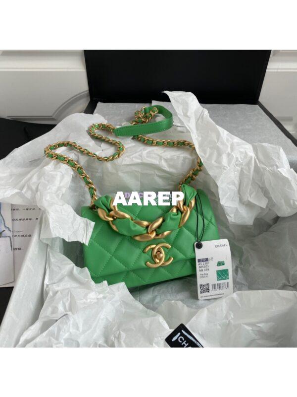 Replica Chanel Shiny Lambskin Leather Entwined Chain Bag AS2387 Green 2