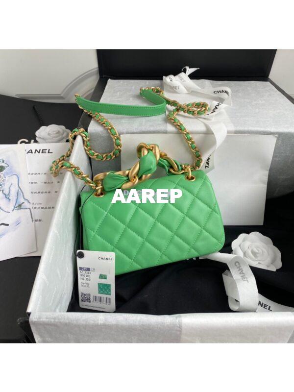 Replica Chanel Shiny Lambskin Leather Entwined Chain Bag AS2387 Green 10