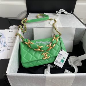 Replica Chanel Shiny Lambskin Leather Entwined Chain Bag AS2388 Green