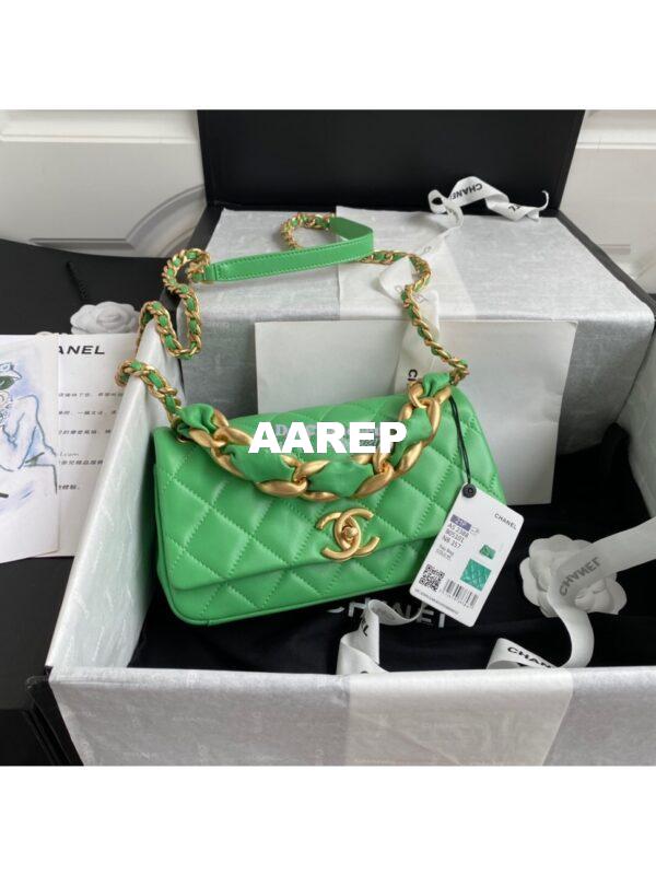 Replica Chanel Shiny Lambskin Leather Entwined Chain Bag AS2388 Green 3