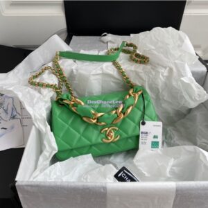 Replica Chanel Shiny Lambskin Leather Entwined Chain Bag AS2388 Green 2