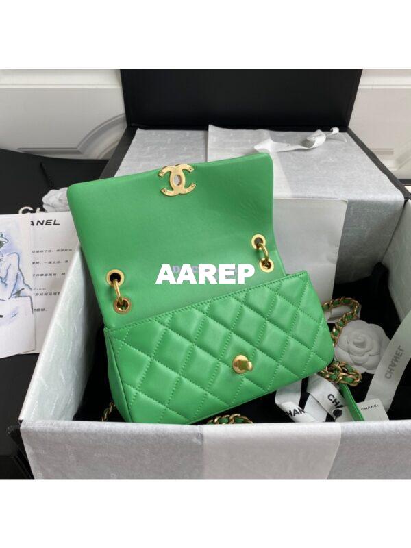 Replica Chanel Shiny Lambskin Leather Entwined Chain Bag AS2388 Green 8
