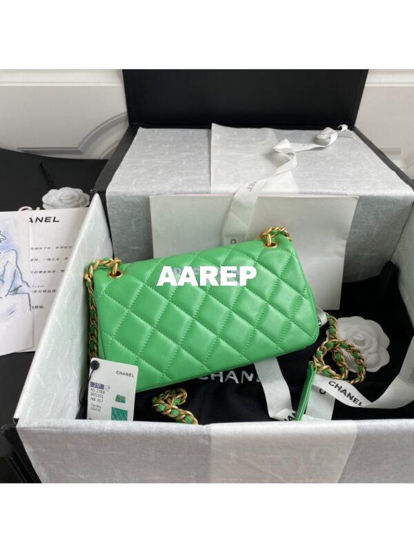 Replica Chanel Shiny Lambskin Leather Entwined Chain Bag AS2388 Green 12