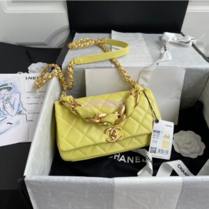 Replica Chanel Shiny Lambskin Leather Entwined Chain Bag AS2388 Yellow