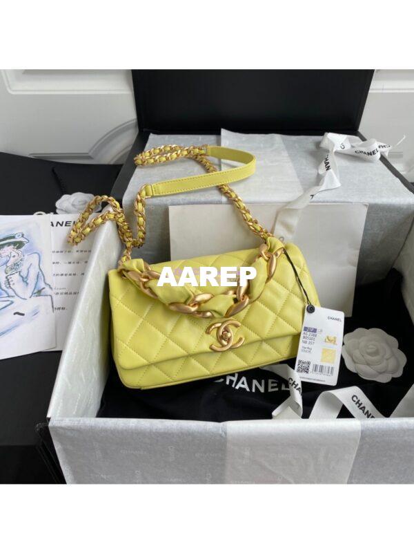 Replica Chanel Shiny Lambskin Leather Entwined Chain Bag AS2388 Yellow