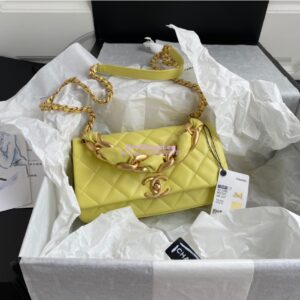 Replica Chanel Shiny Lambskin Leather Entwined Chain Bag AS2388 Yellow 2