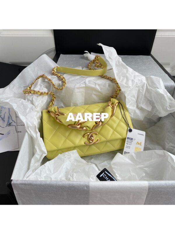Replica Chanel Shiny Lambskin Leather Entwined Chain Bag AS2388 Yellow 2