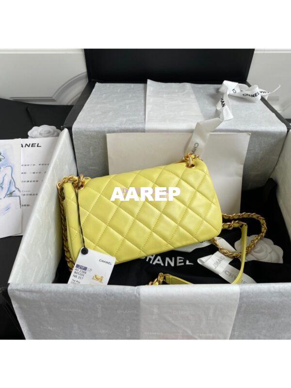 Replica Chanel Shiny Lambskin Leather Entwined Chain Bag AS2388 Yellow 10