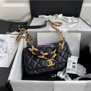 Replica Chanel Shiny Lambskin Leather Entwined Chain Bag AS2388 Black