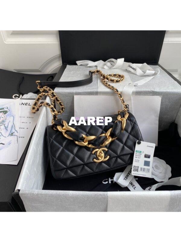 Replica Chanel Shiny Lambskin Leather Entwined Chain Bag AS2388 Black