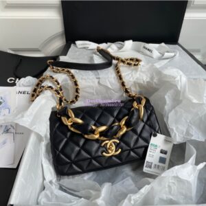 Replica Chanel Shiny Lambskin Leather Entwined Chain Bag AS2388 Black 2