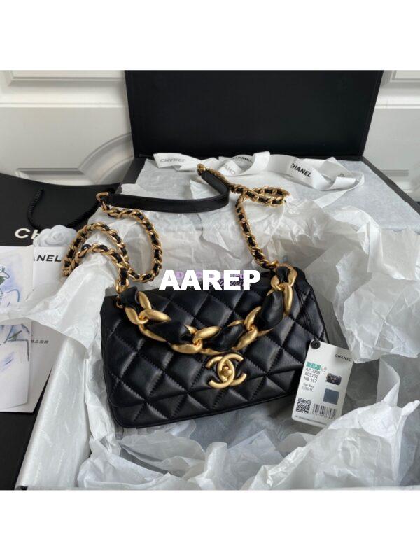 Replica Chanel Shiny Lambskin Leather Entwined Chain Bag AS2388 Black 2