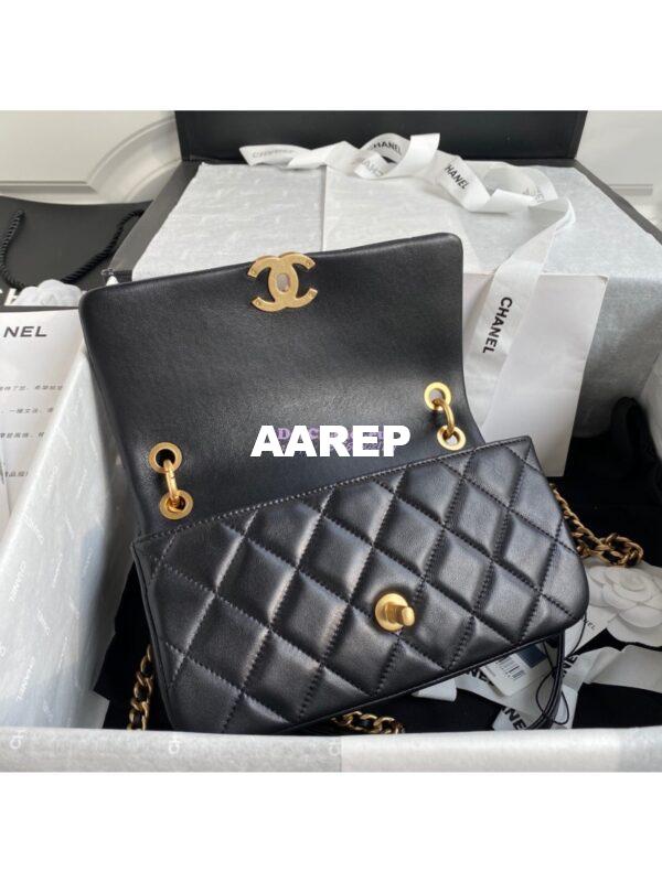 Replica Chanel Shiny Lambskin Leather Entwined Chain Bag AS2388 Black 6