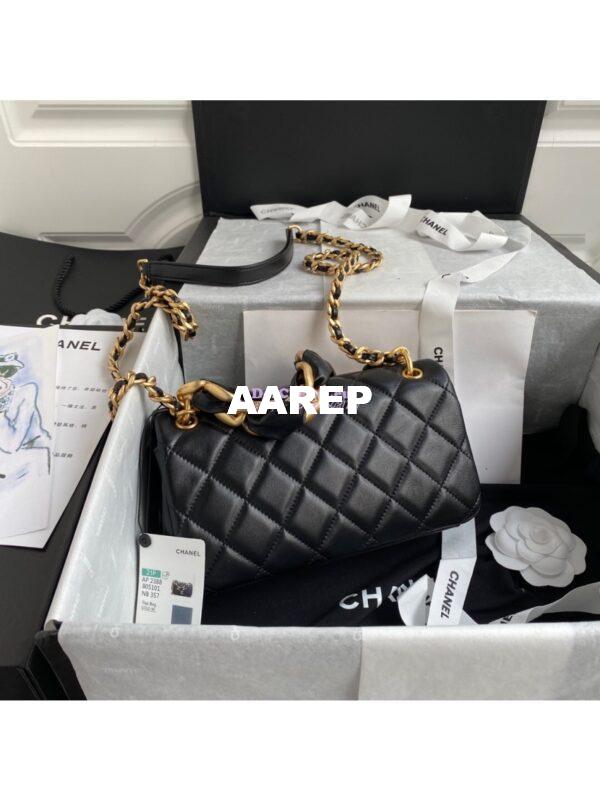 Replica Chanel Shiny Lambskin Leather Entwined Chain Bag AS2388 Black 10