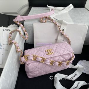 Replica Chanel Small Hobo Crumpled Lambskin Bag AS2479 Light Pink