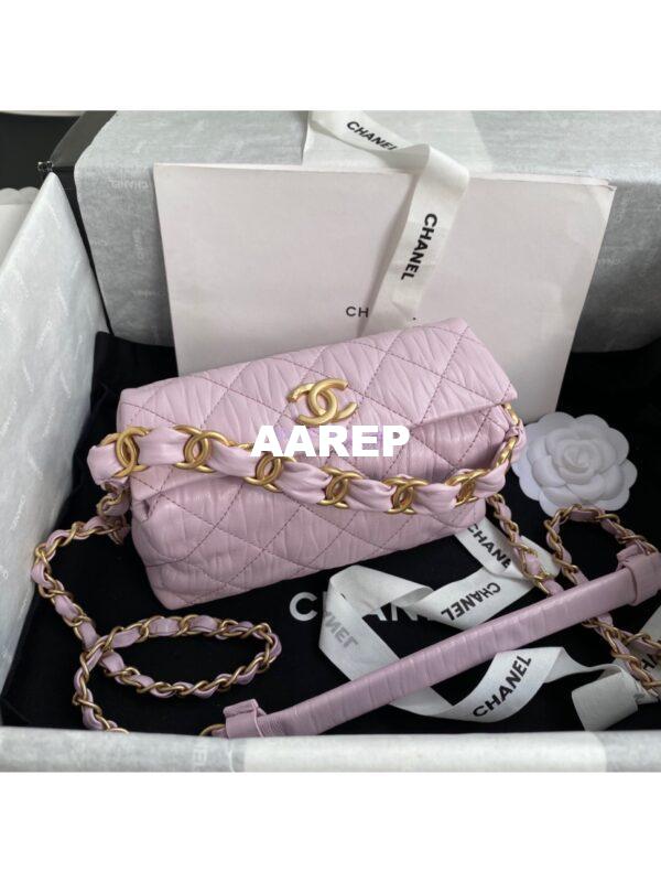 Replica Chanel Small Hobo Crumpled Lambskin Bag AS2479 Light Pink 4