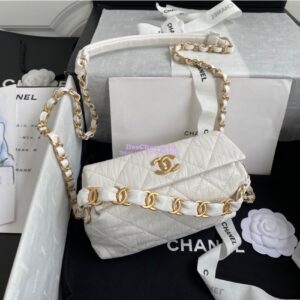 Replica Chanel Small Hobo Crumpled Lambskin Bag AS2479 White