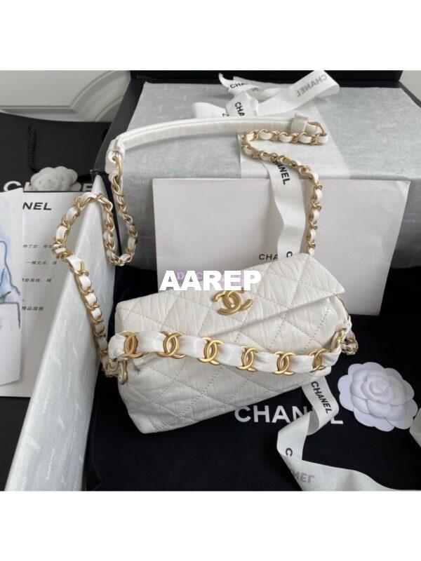 Replica Chanel Small Hobo Crumpled Lambskin Bag AS2479 White 3