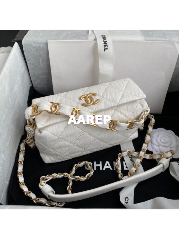 Replica Chanel Small Hobo Crumpled Lambskin Bag AS2479 White 4