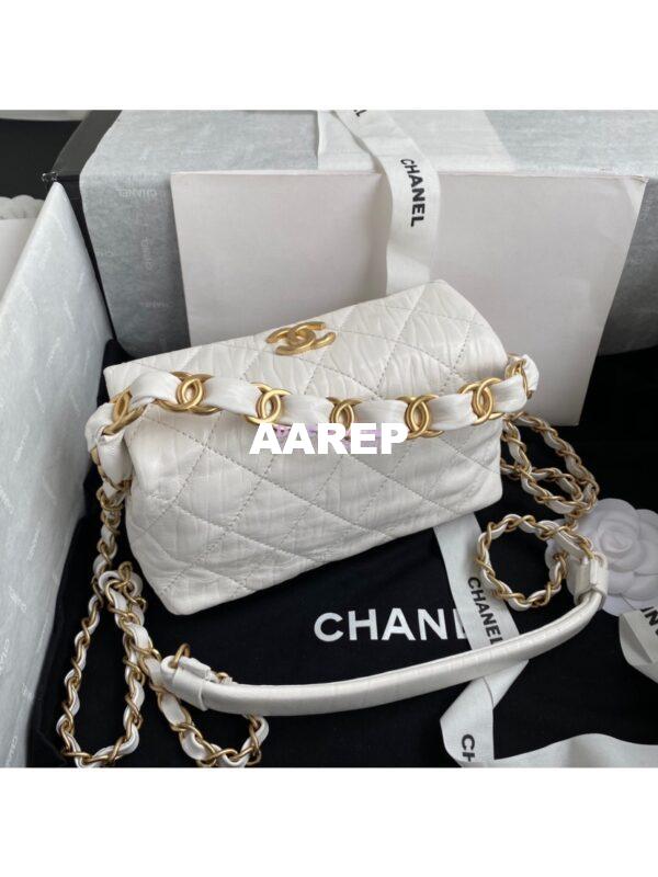 Replica Chanel Small Hobo Crumpled Lambskin Bag AS2479 White 5