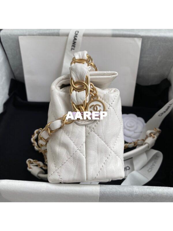 Replica Chanel Small Hobo Crumpled Lambskin Bag AS2479 White 7