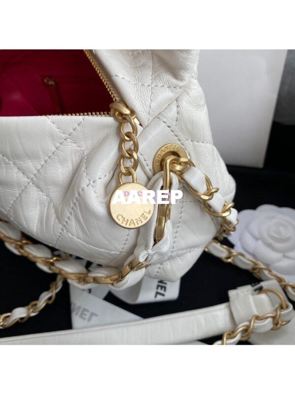 Replica Chanel Small Hobo Crumpled Lambskin Bag AS2479 White 9