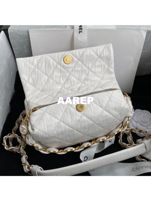 Replica Chanel Small Hobo Crumpled Lambskin Bag AS2479 White 10