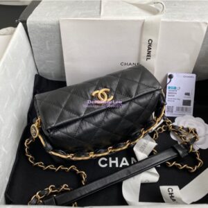 Replica Chanel Small Hobo Crumpled Lambskin Bag AS2479 Black 2