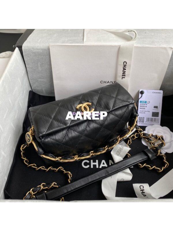 Replica Chanel Small Hobo Crumpled Lambskin Bag AS2479 Black 4