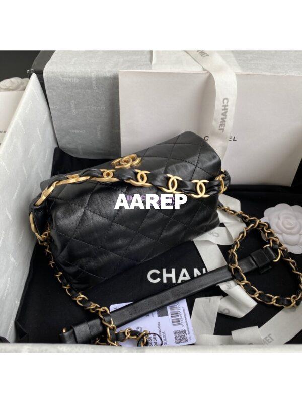 Replica Chanel Small Hobo Crumpled Lambskin Bag AS2479 Black 5