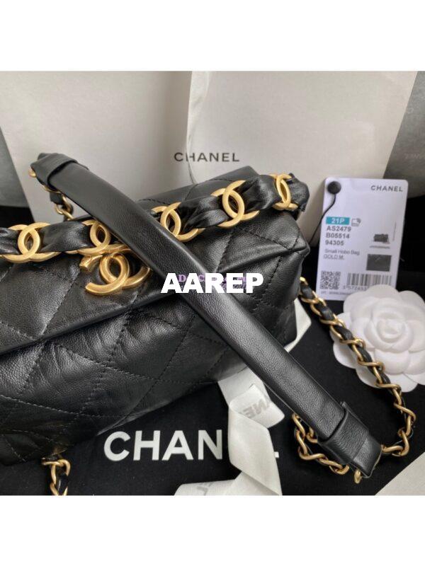 Replica Chanel Small Hobo Crumpled Lambskin Bag AS2479 Black 7