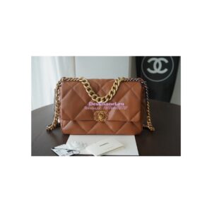 Replica Chanel 19 Large Flap Bag AS1161 Lambskin Brown