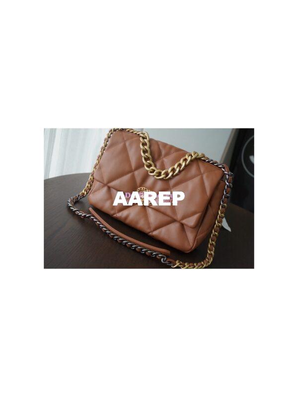 Replica Chanel 19 Large Flap Bag AS1161 Lambskin Brown 4