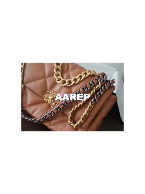Replica Chanel 19 Large Flap Bag AS1161 Lambskin Brown 6