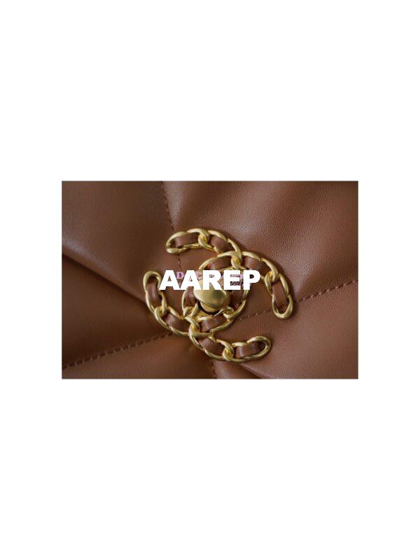 Replica Chanel 19 Large Flap Bag AS1161 Lambskin Brown 7