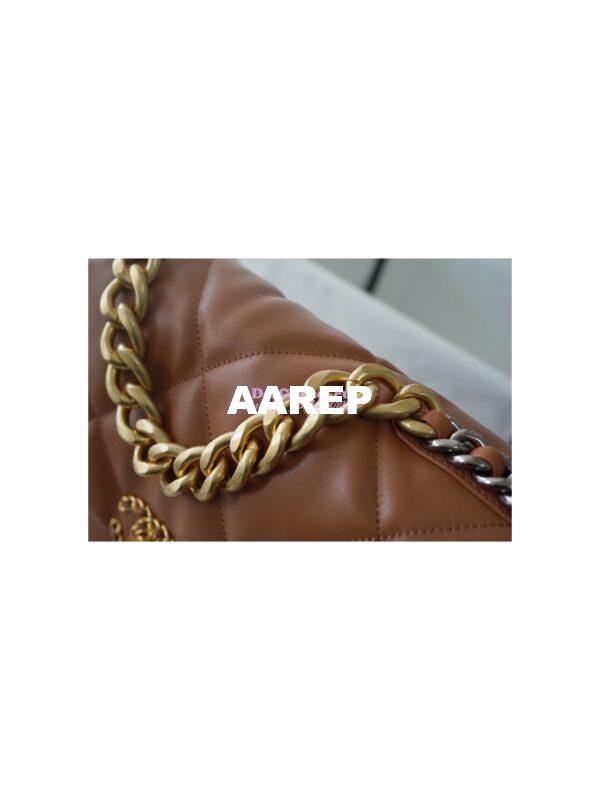 Replica Chanel 19 Large Flap Bag AS1161 Lambskin Brown 8