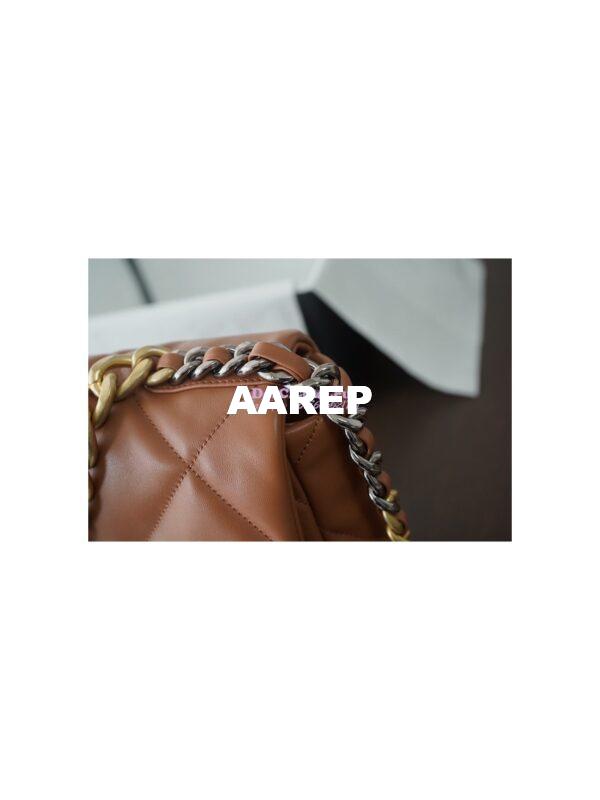 Replica Chanel 19 Large Flap Bag AS1161 Lambskin Brown 10