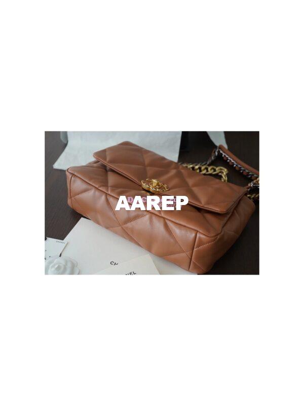 Replica Chanel 19 Large Flap Bag AS1161 Lambskin Brown 12