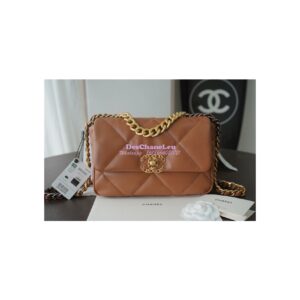 Replica Chanel 19 Small Flap Bag AS1160 Lambskin Brown
