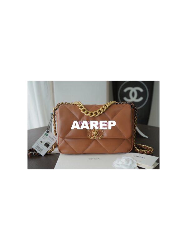 Replica Chanel 19 Small Flap Bag AS1160 Lambskin Brown