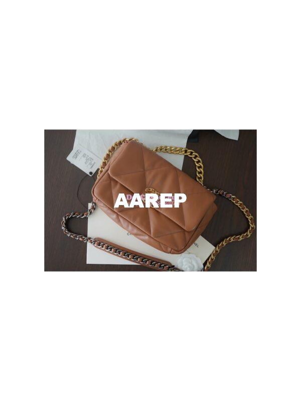 Replica Chanel 19 Small Flap Bag AS1160 Lambskin Brown 2