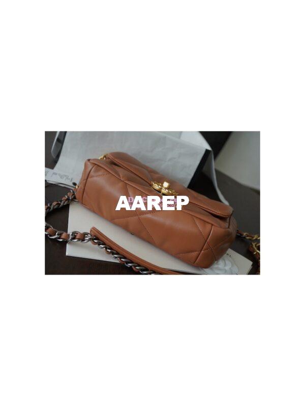 Replica Chanel 19 Small Flap Bag AS1160 Lambskin Brown 6