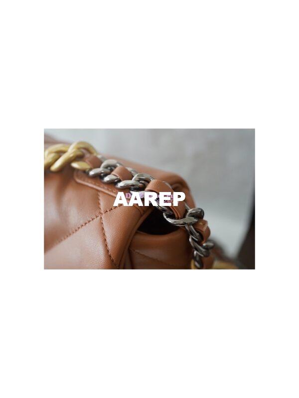 Replica Chanel 19 Small Flap Bag AS1160 Lambskin Brown 7